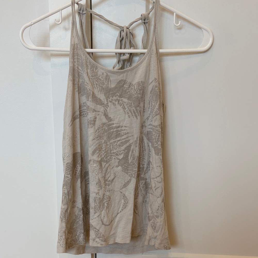 American Eagle Outfitters Light Gray Floral Tank Top